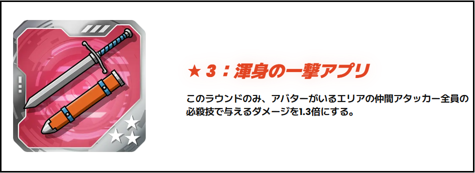 「★3：渾身の一撃アプリ」の効果