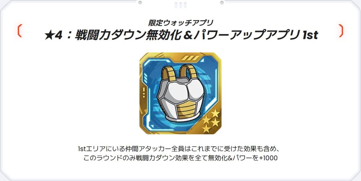★4：戦闘力ダウン無効化＆パワーアップアプリ 1st